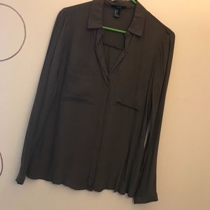 NWOT Olive Green Button Down